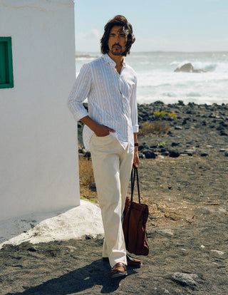 Lightweight Classic Shirt Earth Stripe Slim