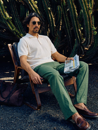 Refined Linen Pants Clover Green