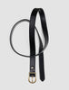 Women's Thin Leather Belt Gold Black