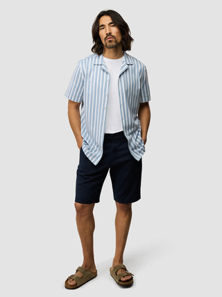 Bowling Short Sleeve Shirt Bold Stripes Light Blue