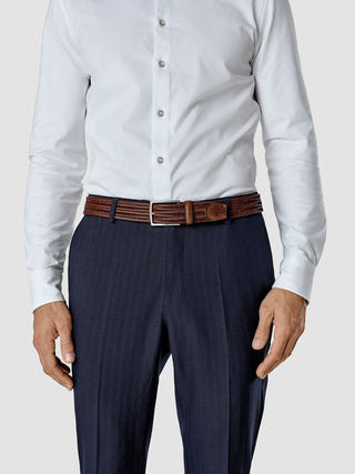 Braided Leather Belt Dark Brown