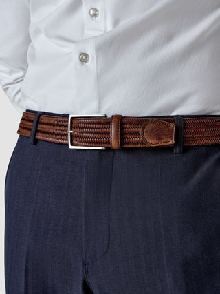 Braided Leather Belt Dark Brown