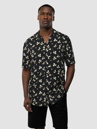 Breeze Bowling Short Sleeve Shirt Black Flowers