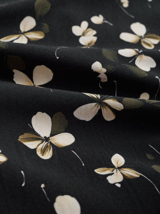 Breeze Bowling Short Sleeve Shirt Black Flowers