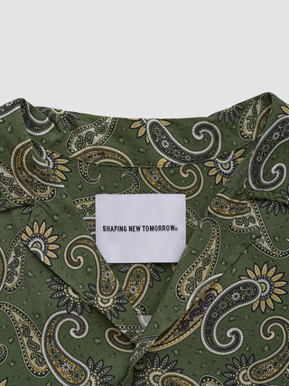 Breeze Bowling Short Sleeve Shirt Green Paisley
