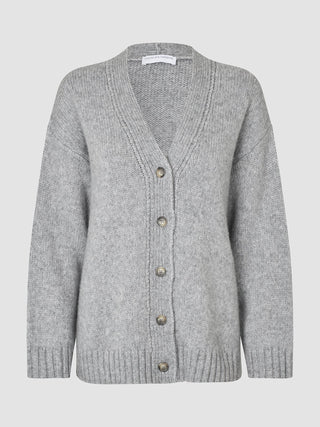 Women's Chunky Soft Wool Knit Cardigan Medium Grey Melange