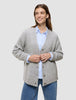 Women's Chunky Soft Wool Knit Cardigan Medium Grey Melange