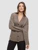 Women's Chunky Soft Wool Knit Cardigan Taupe Melange