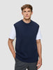 Chunky Soft Wool Knit Vest Dark Navy Melange