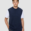 Chunky Soft Wool Knit Vest Dark Navy Melange