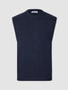 Chunky Soft Wool Knit Vest Dark Navy Melange