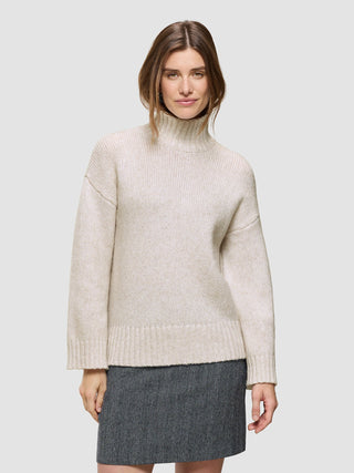 Women's Chunky Soft Wool Knit Turtleneck Sugar Melange