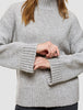 Women's Chunky Soft Wool Knit Turtleneck Medium Grey Melange