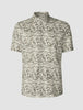 Classic Short-Sleeved Patterned Shirt Dried Leaves