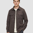 Double Layer Wool Overshirt Saddle Brown