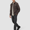 Double Layer Wool Overshirt Saddle Brown