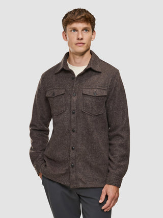 Double Layer Wool Overshirt Saddle Brown