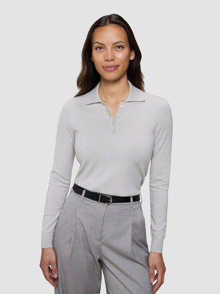 Women's Elevated Knit Polo Cold Beige Melange