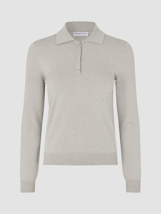 Women's Elevated Knit Polo Cold Beige Melange