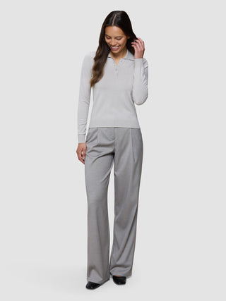 Women's Elevated Knit Polo Cold Beige Melange