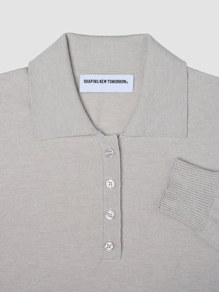 Women's Elevated Knit Polo Cold Beige Melange
