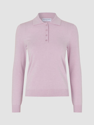 Women's Elevated Knit Polo Soft Pink Melange