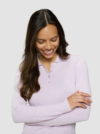 Women's Elevated Knit Polo Soft Pink Melange