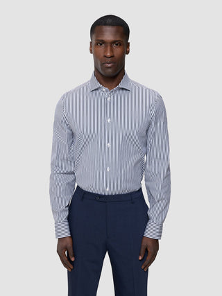 Elevated Shirt Navy Stripe Thin Regular