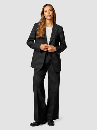 Essential Blazer Black Silver Pinstripe