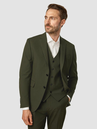 Essential Blazer Regular Moss Green Pinstripe