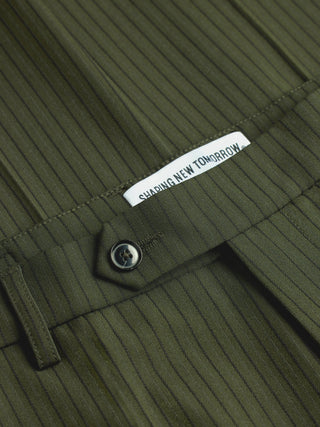 Essential Suit Pants Regular Moss Green Pinstripe