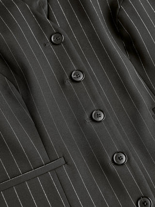 Essential Vest Short Black Silver Pinstripe