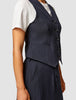 Essential Vest Short Navy Pinstripe