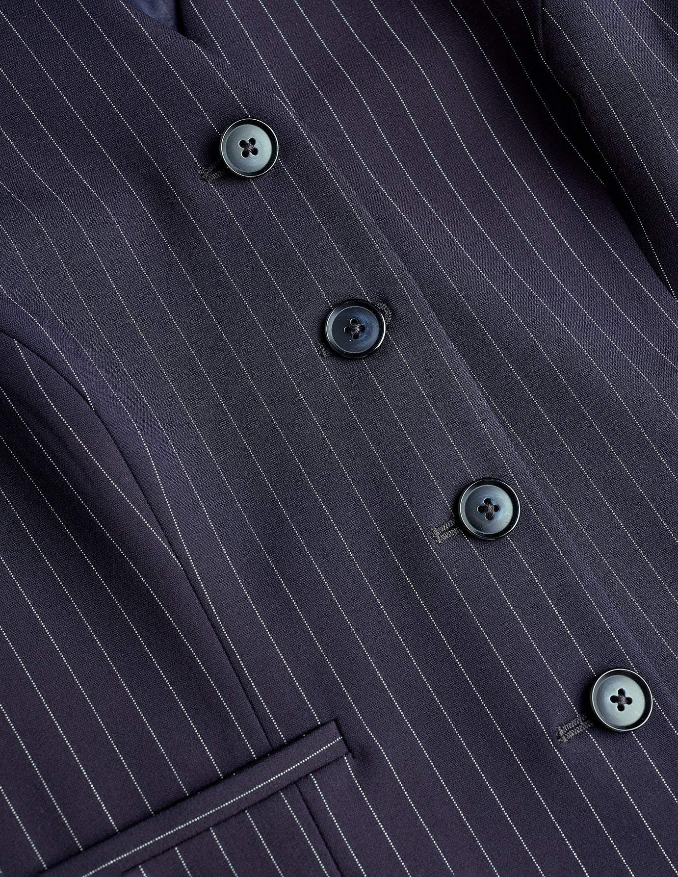 Essential Set Navy Pinstripe Short Vest & Maxi Skirt