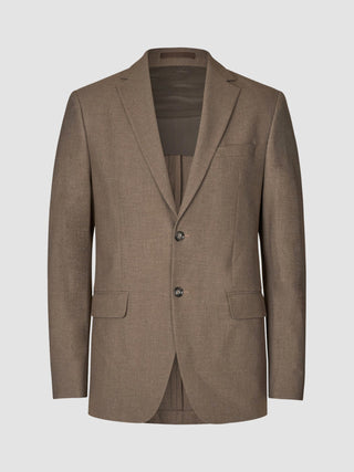 Essential Blazer Slim Saddle Brown Melange
