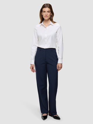 Essential Pants Straight Navy Pinstripe