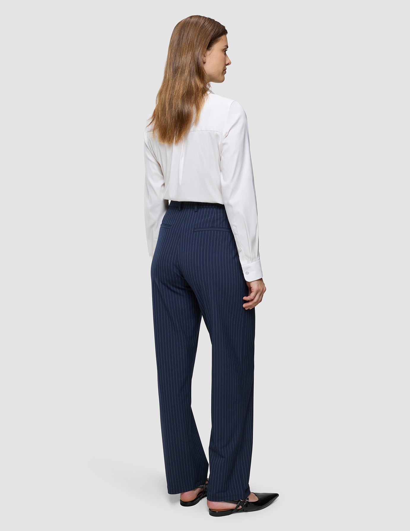 Essential Pants Straight Navy Pinstripe