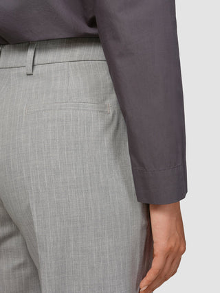 Essential Pants Wide Light Grey Pinstriped