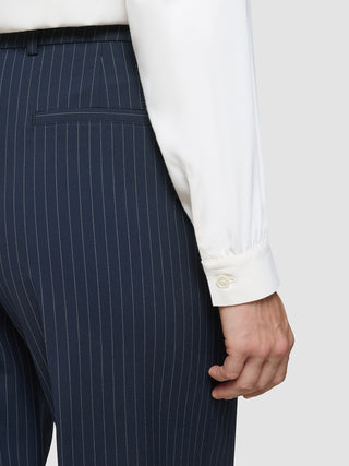 Women's Essential Pants Wide Navy Pinstripe