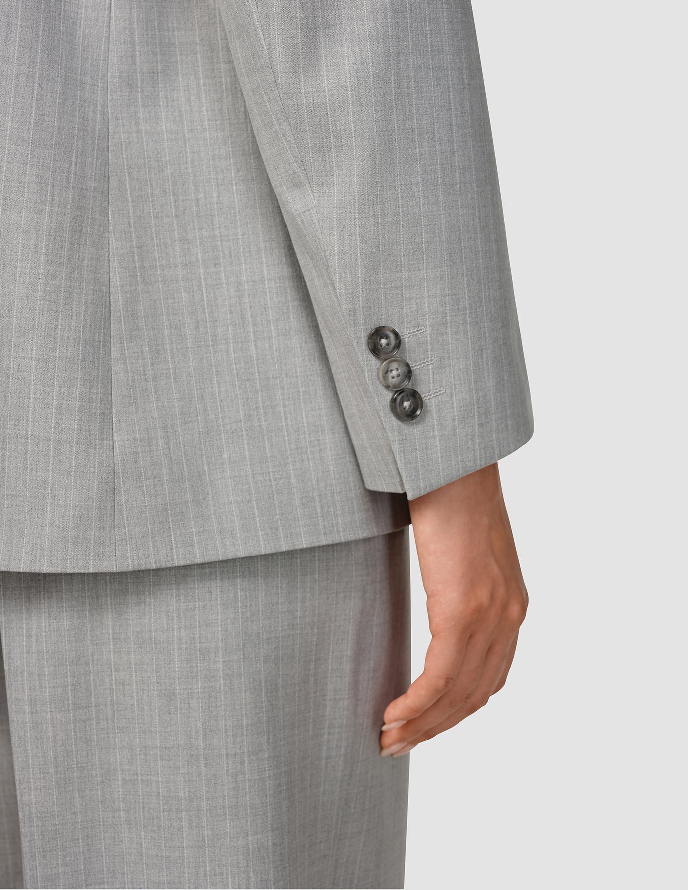 Essential Suit Light Grey Pinstripe Blazer & Wide Pants