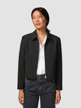 Essential Short Zip Jacket Black