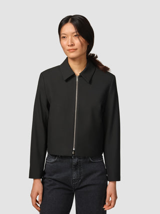 Essential Short Zip Jacket Black