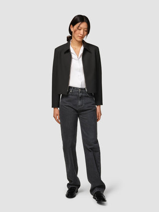 Essential Short Zip Jacket Black