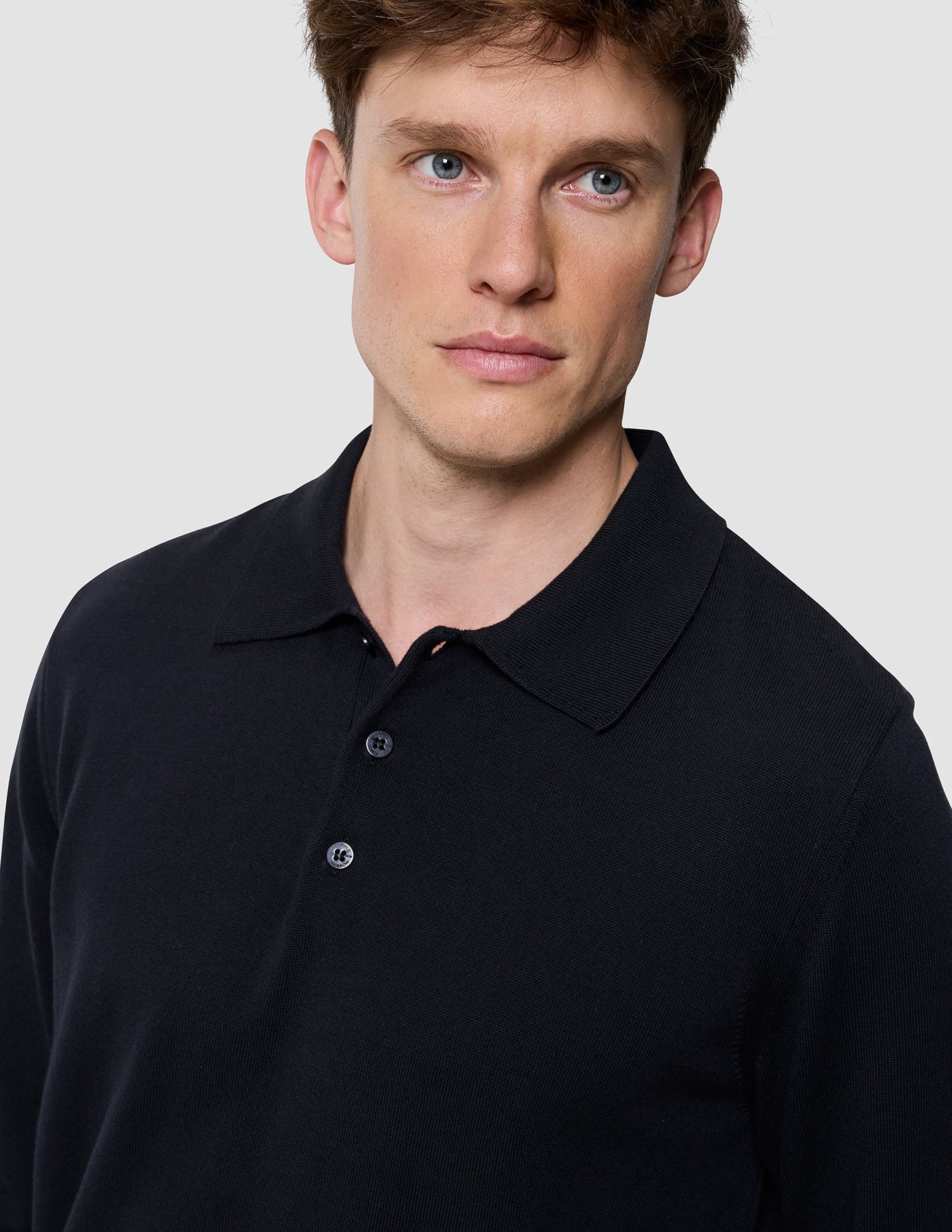 Everyday Knit Long Sleeve Polo Black