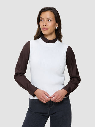 Women's Fine Knit Rib Vest Off White