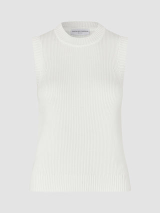 Women's Fine Knit Rib Vest Off White
