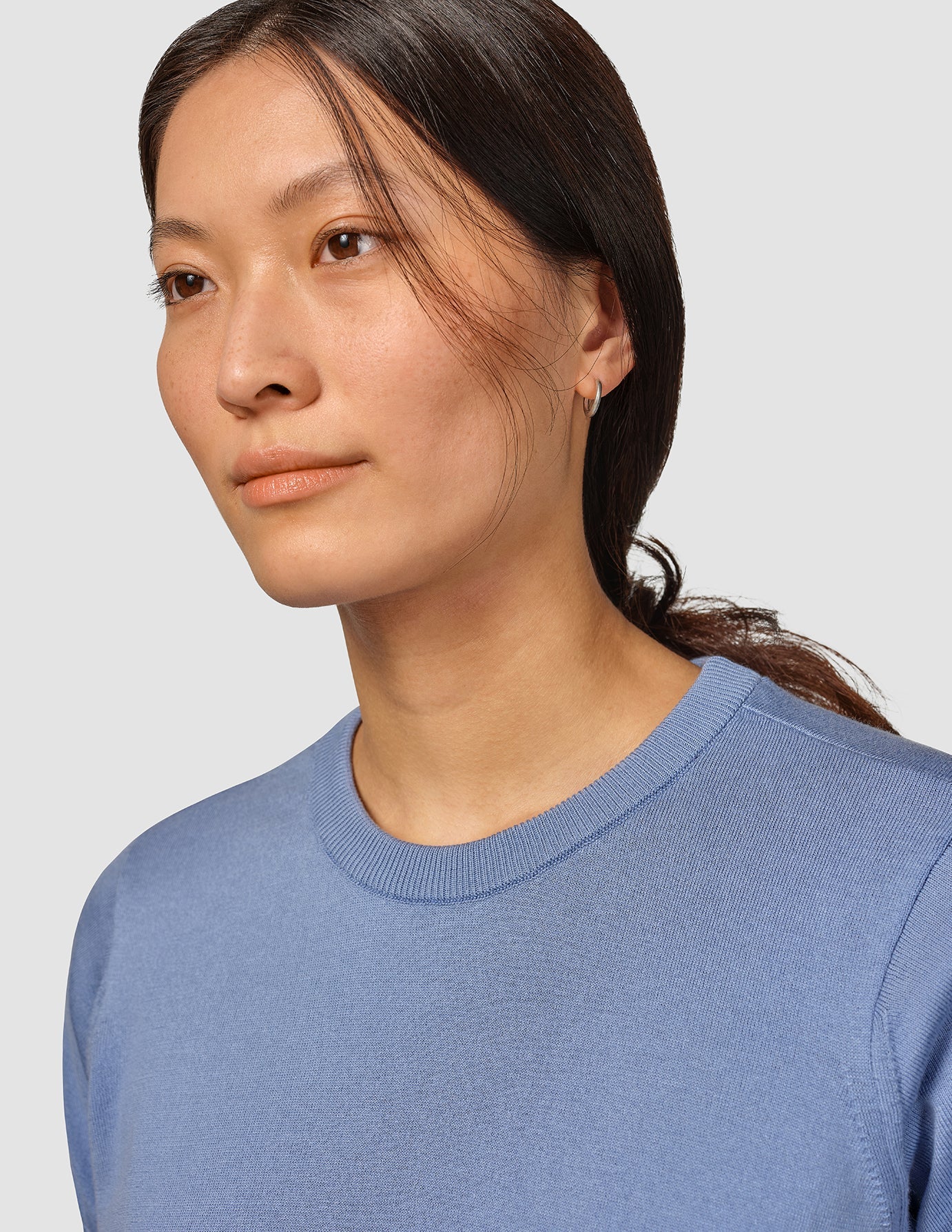 Fine Knit T-shirt Serenity Blue