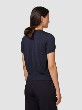 Fine Knit T-shirt Navy