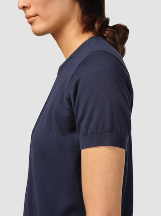 Fine Knit T-shirt Navy