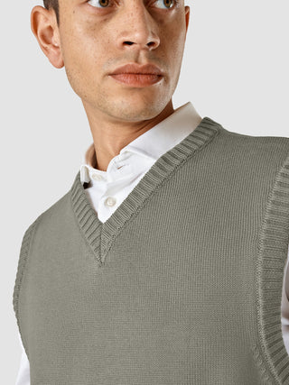 Heavy Knit Vest Stone Green